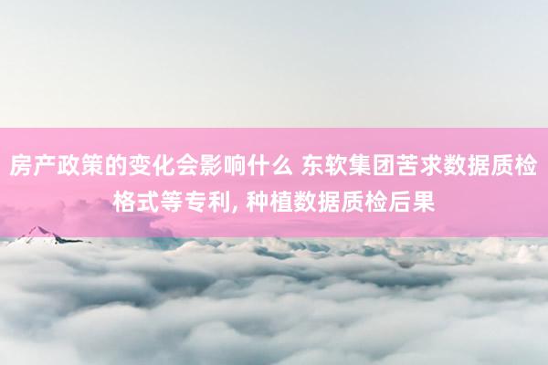 房产政策的变化会影响什么 东软集团苦求数据质检格式等专利, 种植数据质检后果