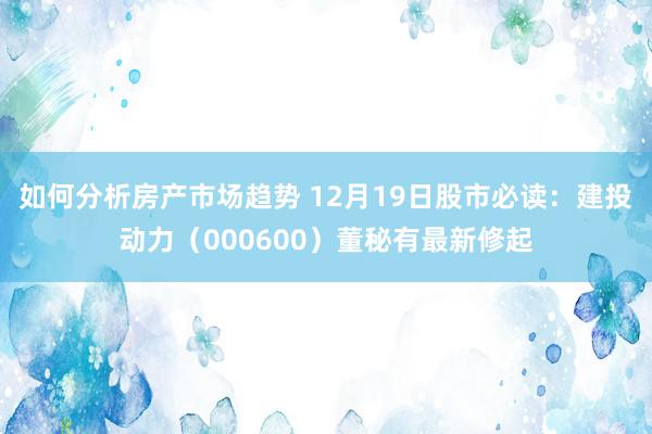 如何分析房产市场趋势 12月19日股市必读：建投动力（000600）董秘有最新修起