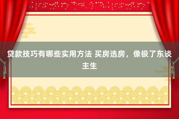 贷款技巧有哪些实用方法 买房选房，像极了东谈主生