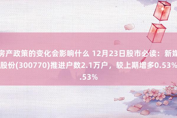 房产政策的变化会影响什么 12月23日股市必读：新媒股份(300770)推进户数2.1万户，较上期增多0.53%