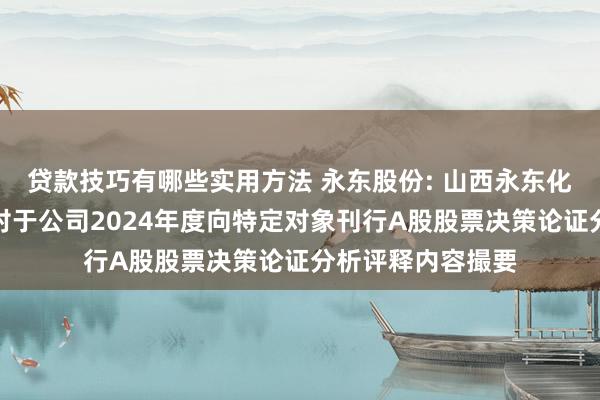 贷款技巧有哪些实用方法 永东股份: 山西永东化工股份有限公司对于公司2024年度向特定对象刊行A股股票决策论证分析评释内容撮要