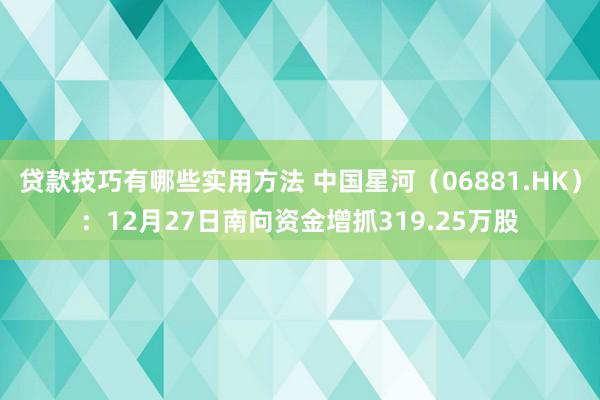 贷款技巧有哪些实用方法 中国星河（06881.HK）：12月27日南向资金增抓319.25万股