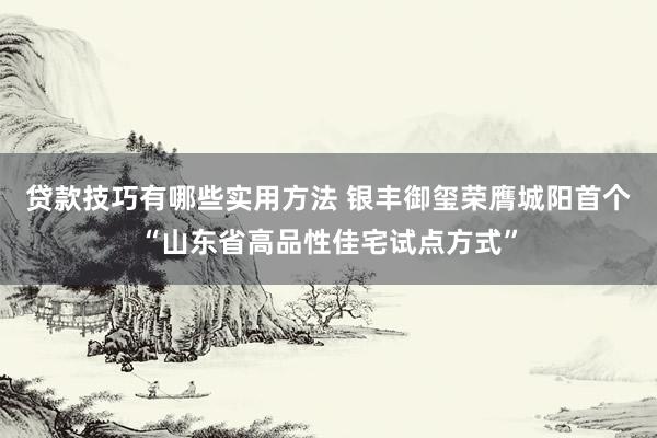 贷款技巧有哪些实用方法 银丰御玺荣膺城阳首个“山东省高品性佳宅试点方式”