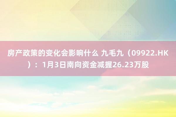 房产政策的变化会影响什么 九毛九（09922.HK）：1月3日南向资金减握26.23万股