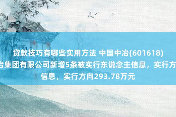 贷款技巧有哪些实用方法 中国中冶(601618)控股的中国一冶集团有限公司新增5条被实行东说念主信息，实行方向293.78万元