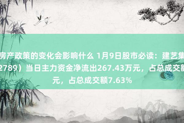 房产政策的变化会影响什么 1月9日股市必读：建艺集团（002789）当日主力资金净流出267.43万元，占总成交额7.63%