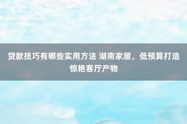 贷款技巧有哪些实用方法 湖南家居，低预算打造惊艳客厅产物