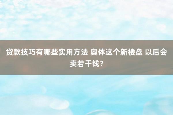 贷款技巧有哪些实用方法 奥体这个新楼盘 以后会卖若干钱？