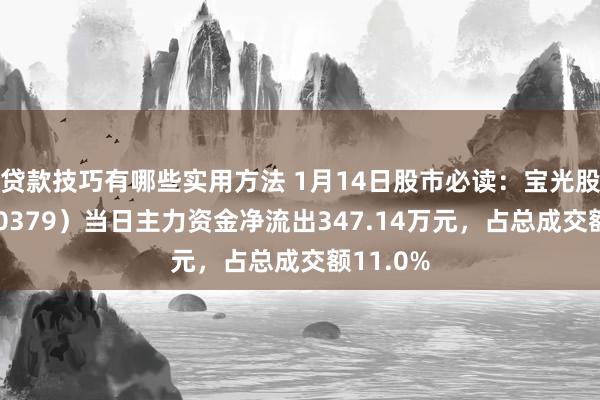 贷款技巧有哪些实用方法 1月14日股市必读：宝光股份（600379）当日主力资金净流出347.14万元，占总成交额11.0%