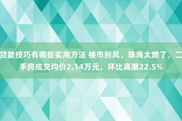 贷款技巧有哪些实用方法 楼市刮风，珠海太燃了，二手房成交均价2.14万元，环比高潮22.5%