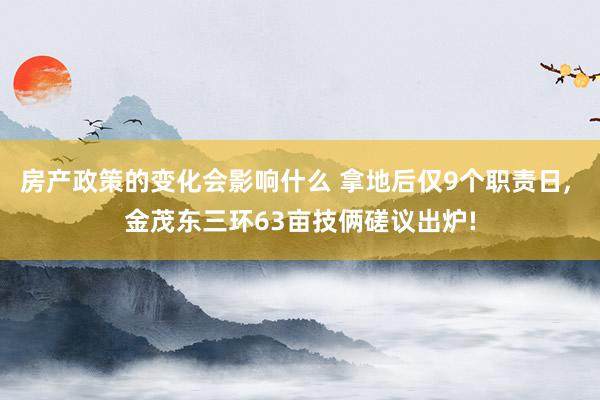 房产政策的变化会影响什么 拿地后仅9个职责日, 金茂东三环63亩技俩磋议出炉!