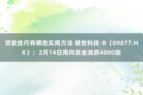 贷款技巧有哪些实用方法 健世科技-B（09877.HK）：2月14日南向资金减抓4000股