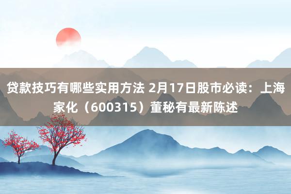 贷款技巧有哪些实用方法 2月17日股市必读：上海家化（600315）董秘有最新陈述