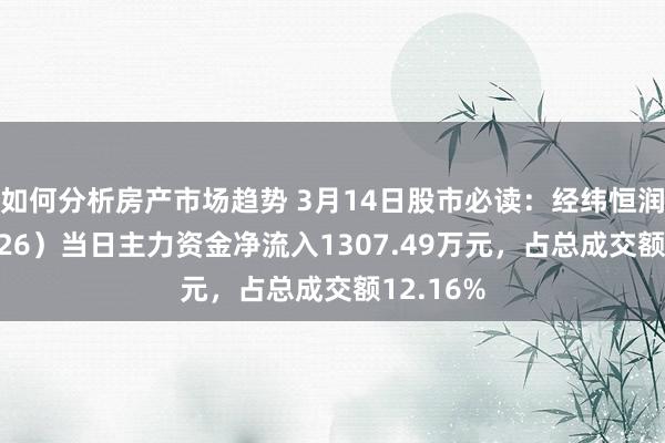 如何分析房产市场趋势 3月14日股市必读：经纬恒润（688326）当日主力资金净流入1307.49万元，占总成交额12.16%