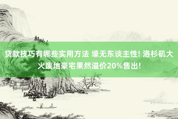 贷款技巧有哪些实用方法 壕无东谈主性! 洛杉矶大火废地豪宅果然溢价20%售出!